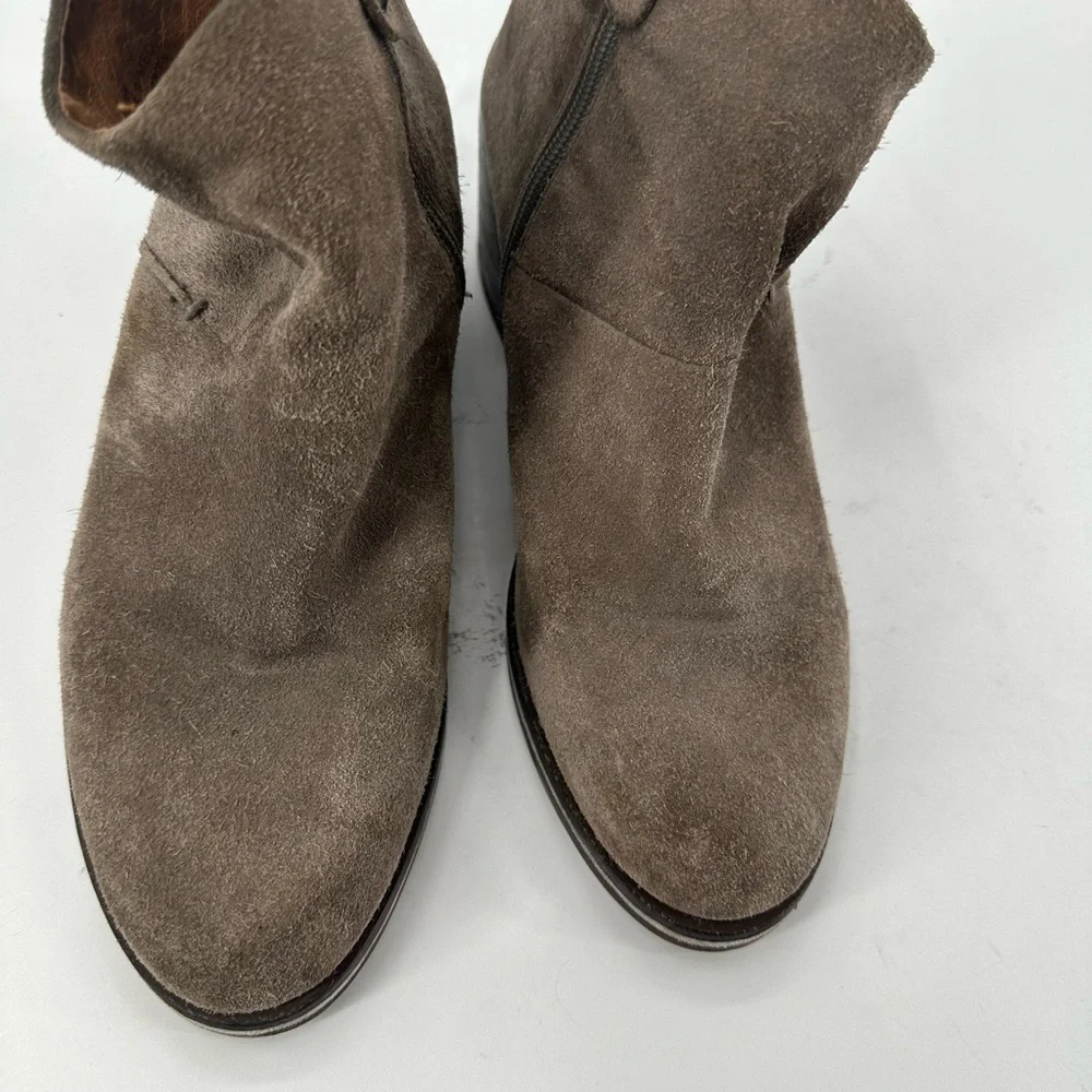 Gentle Souls Slouchy Booties Brown Suede Zipper Chunky Heel Womens 9